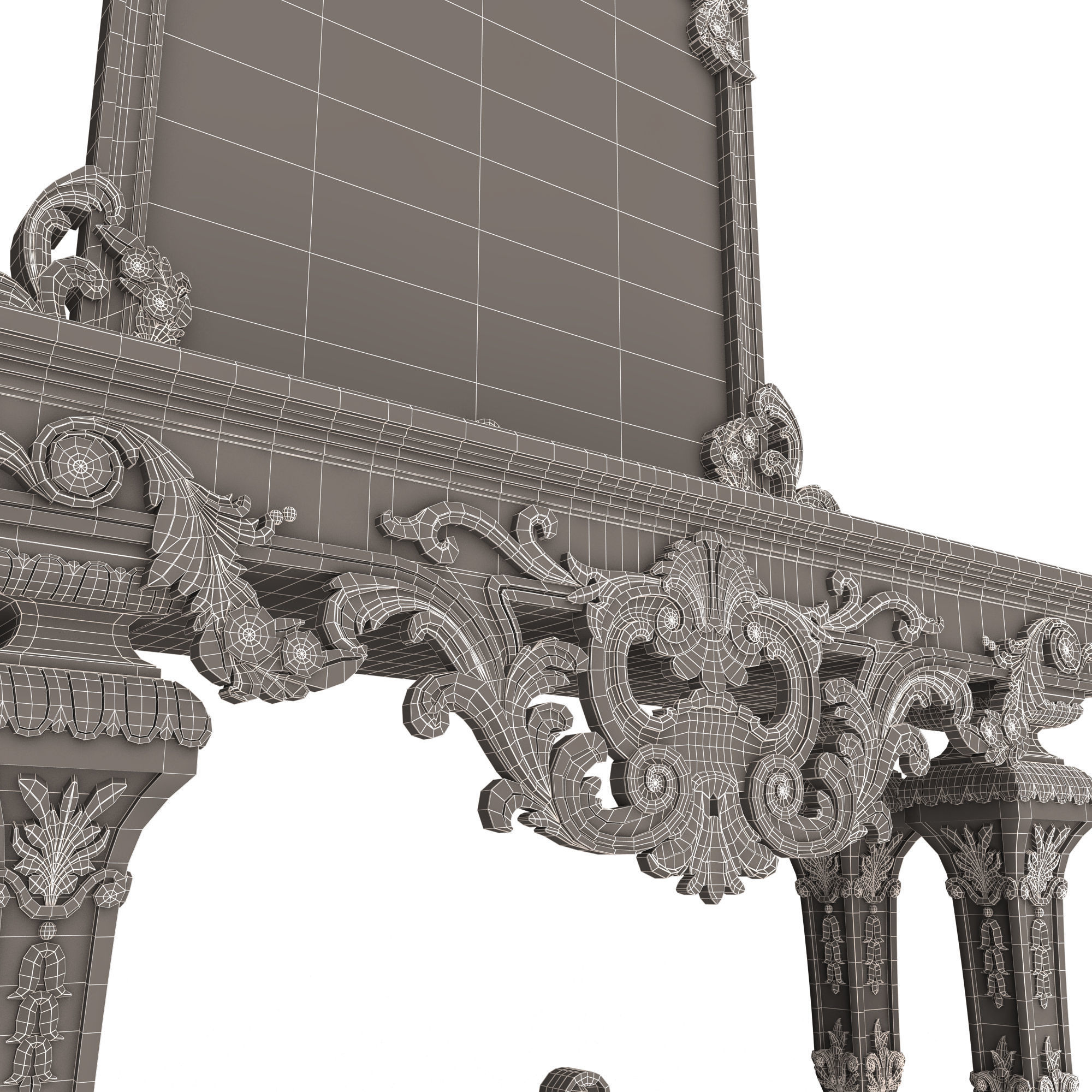 Classic Console Table with Mirror 01 Low-poly 3D model_25