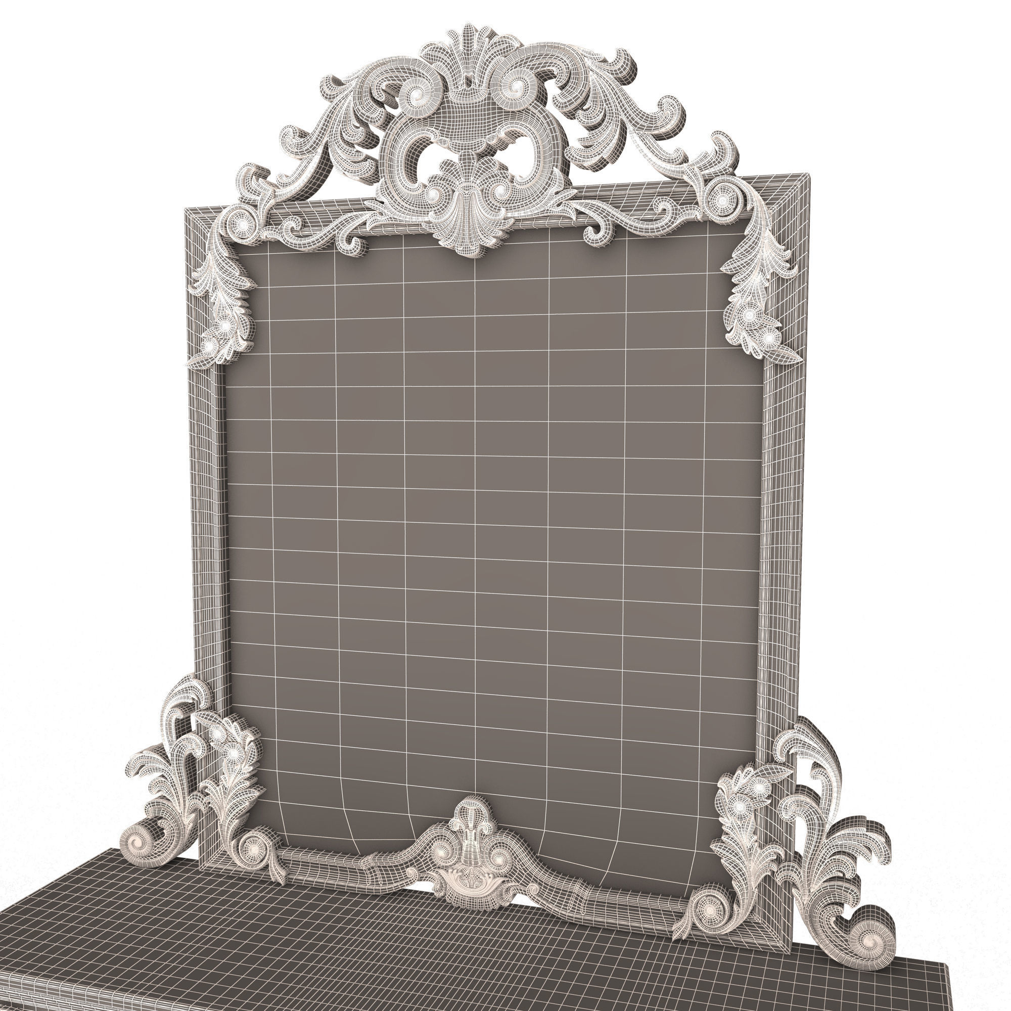 Classic Console Table with Mirror 01 Low-poly 3D model_17