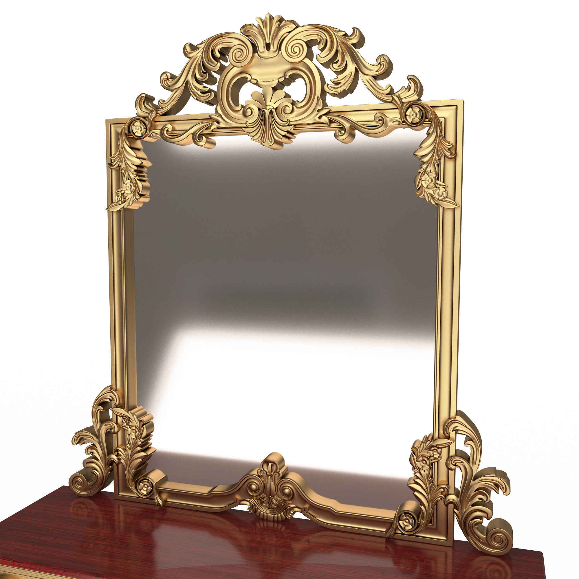 Classic Console Table with Mirror 01 Low-poly 3D model_8