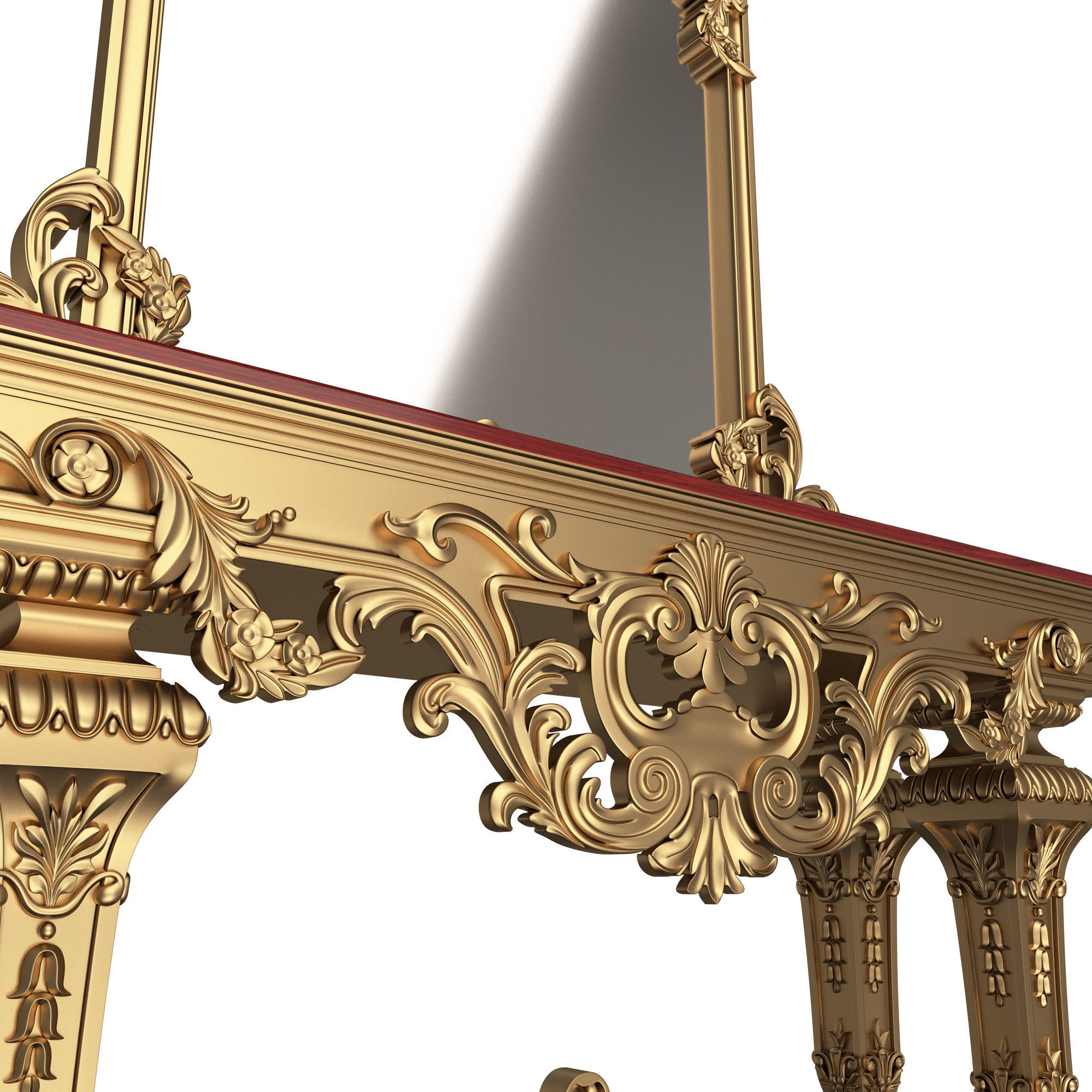 Classic Console Table with Mirror 01 Low-poly 3D model_7