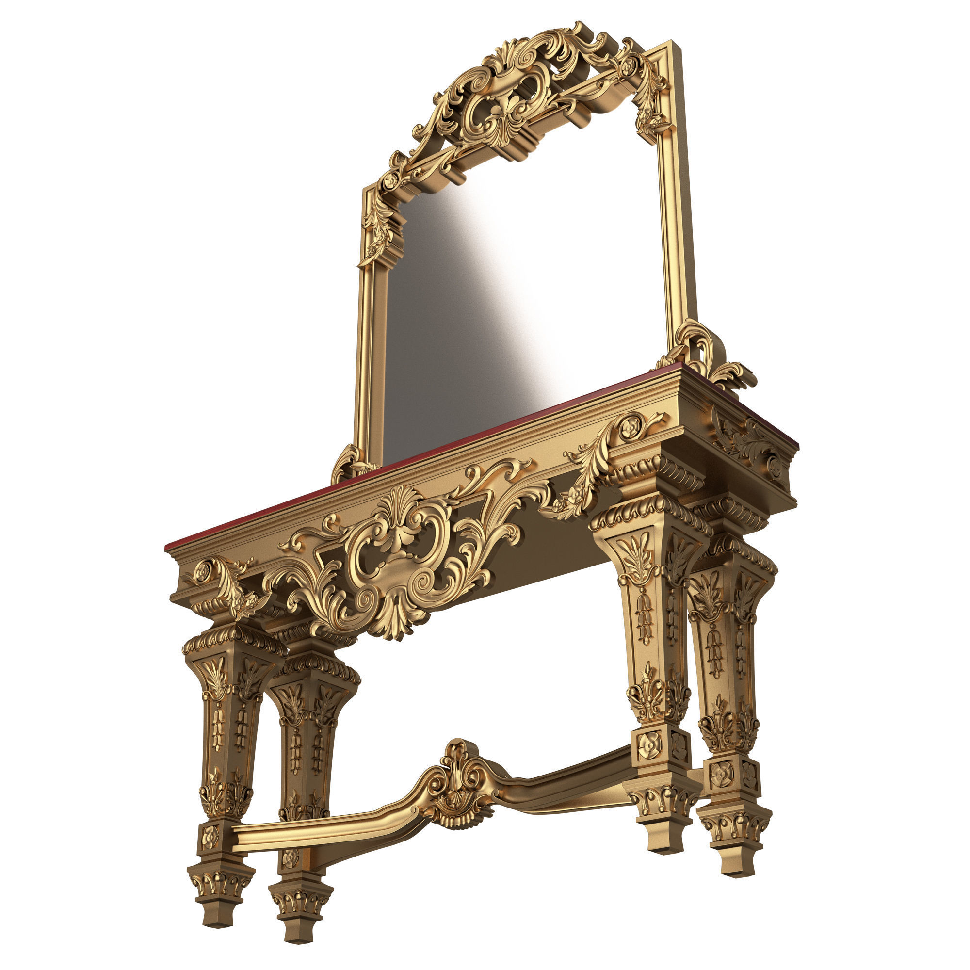 Classic Console Table with Mirror 01 Low-poly 3D model_4