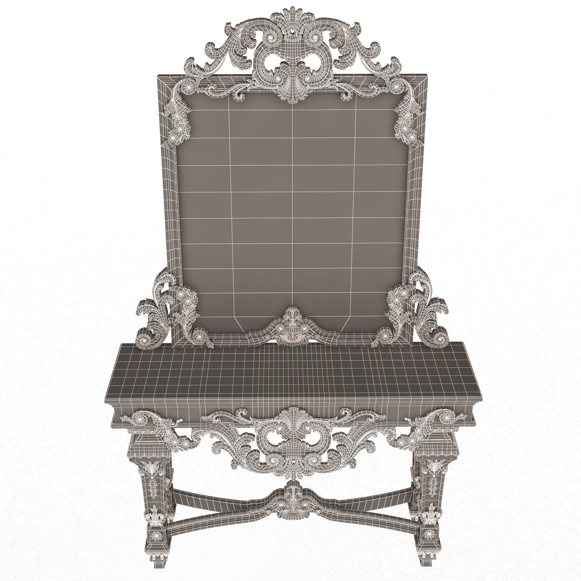 Classic Console Table with Mirror 01 Low-poly 3D model_23