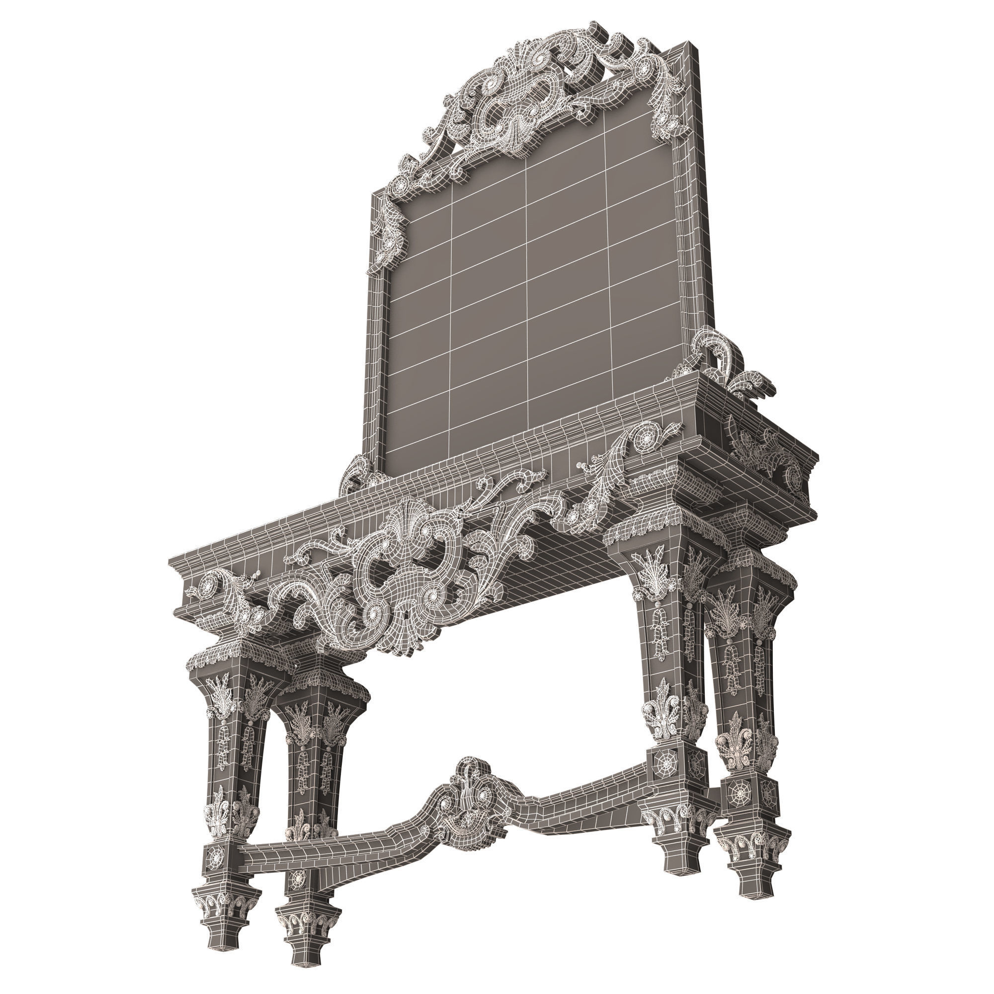 Classic Console Table with Mirror 01 Low-poly 3D model_22