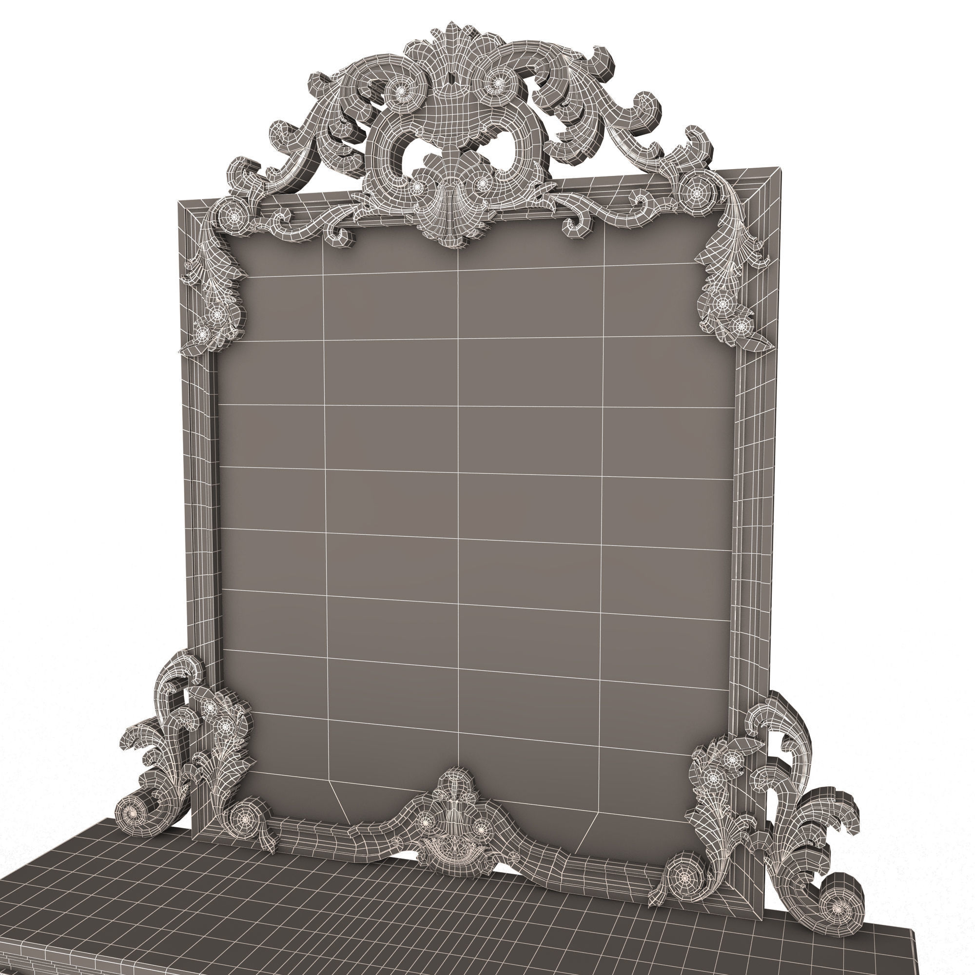 Classic Console Table with Mirror 01 Low-poly 3D model_26