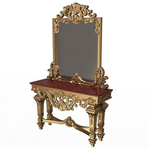 Classic Console Table with Mirror 01 Low-poly 3D model