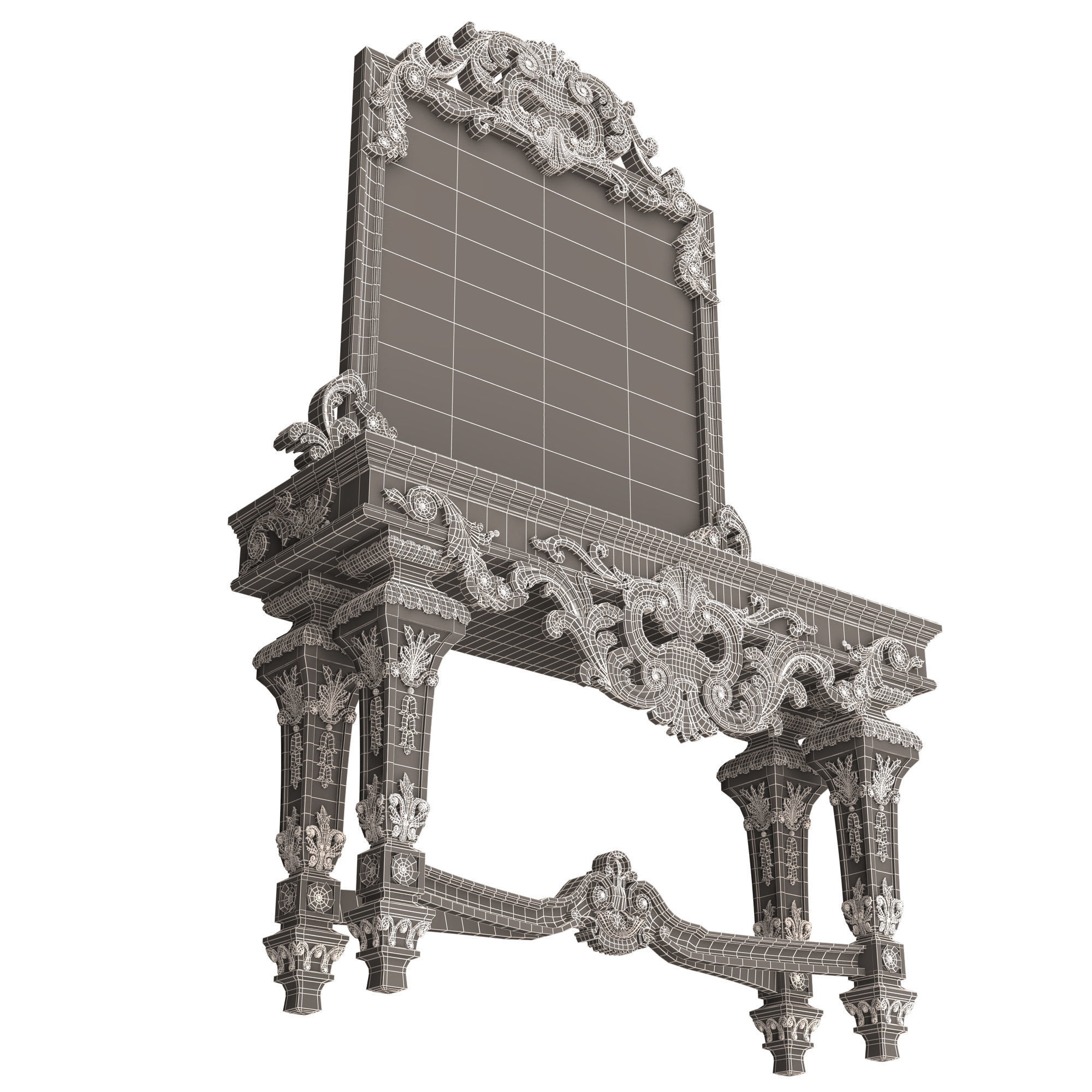 Classic Console Table with Mirror 01 Low-poly 3D model_21