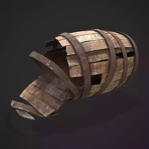Broken Barrel Low-poly 3D model