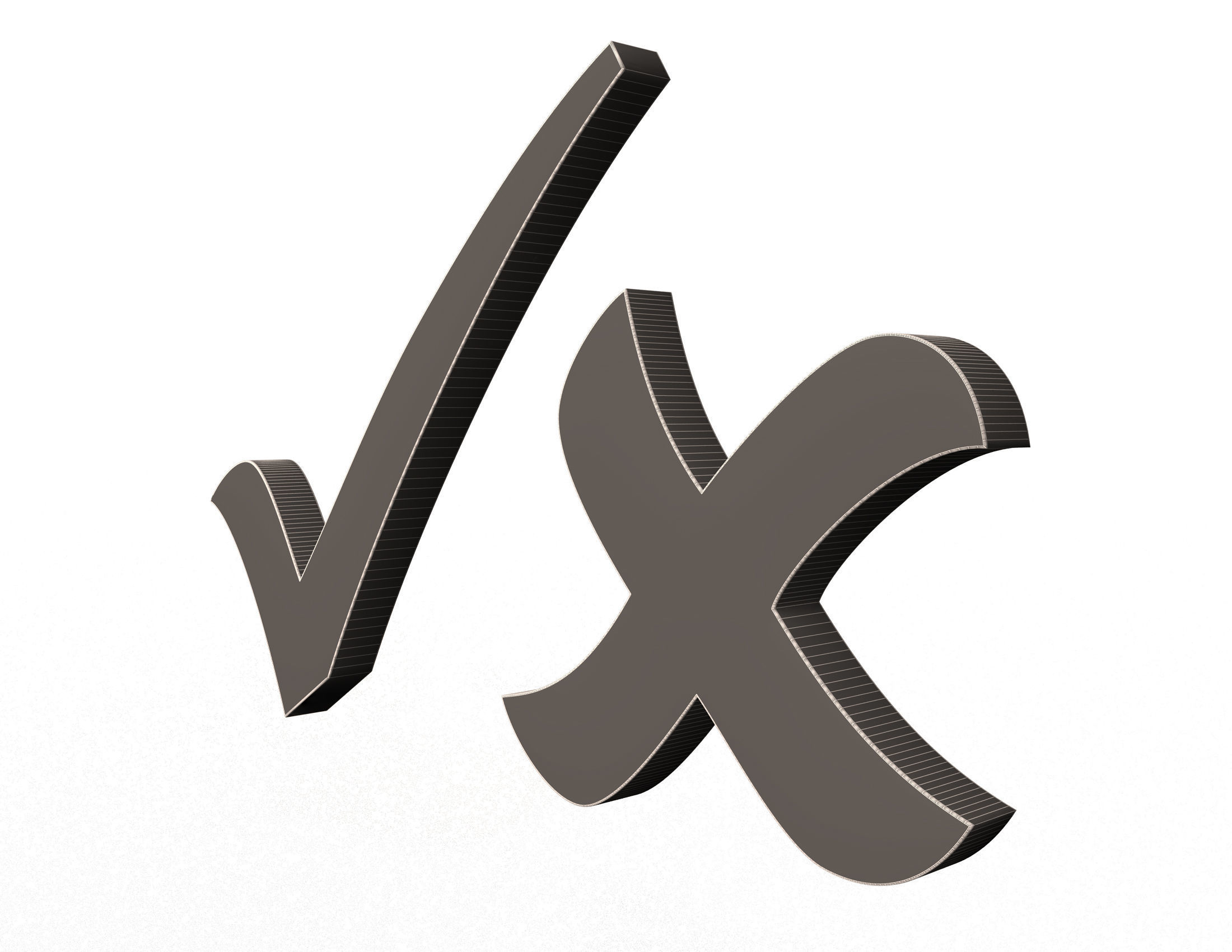 Check Mark and Cross Mark Low-poly 3D model_7