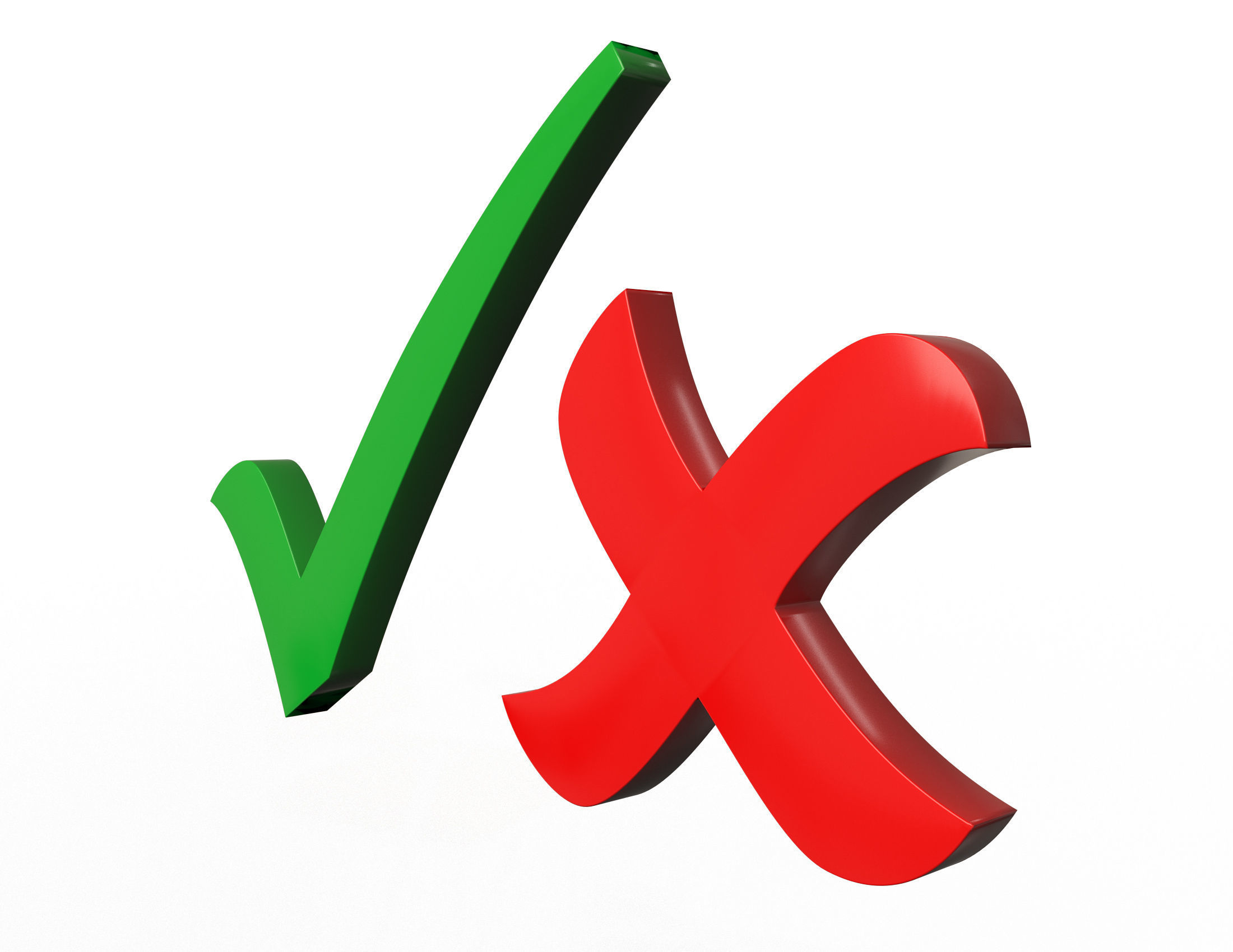 Check Mark and Cross Mark Low-poly 3D model_2