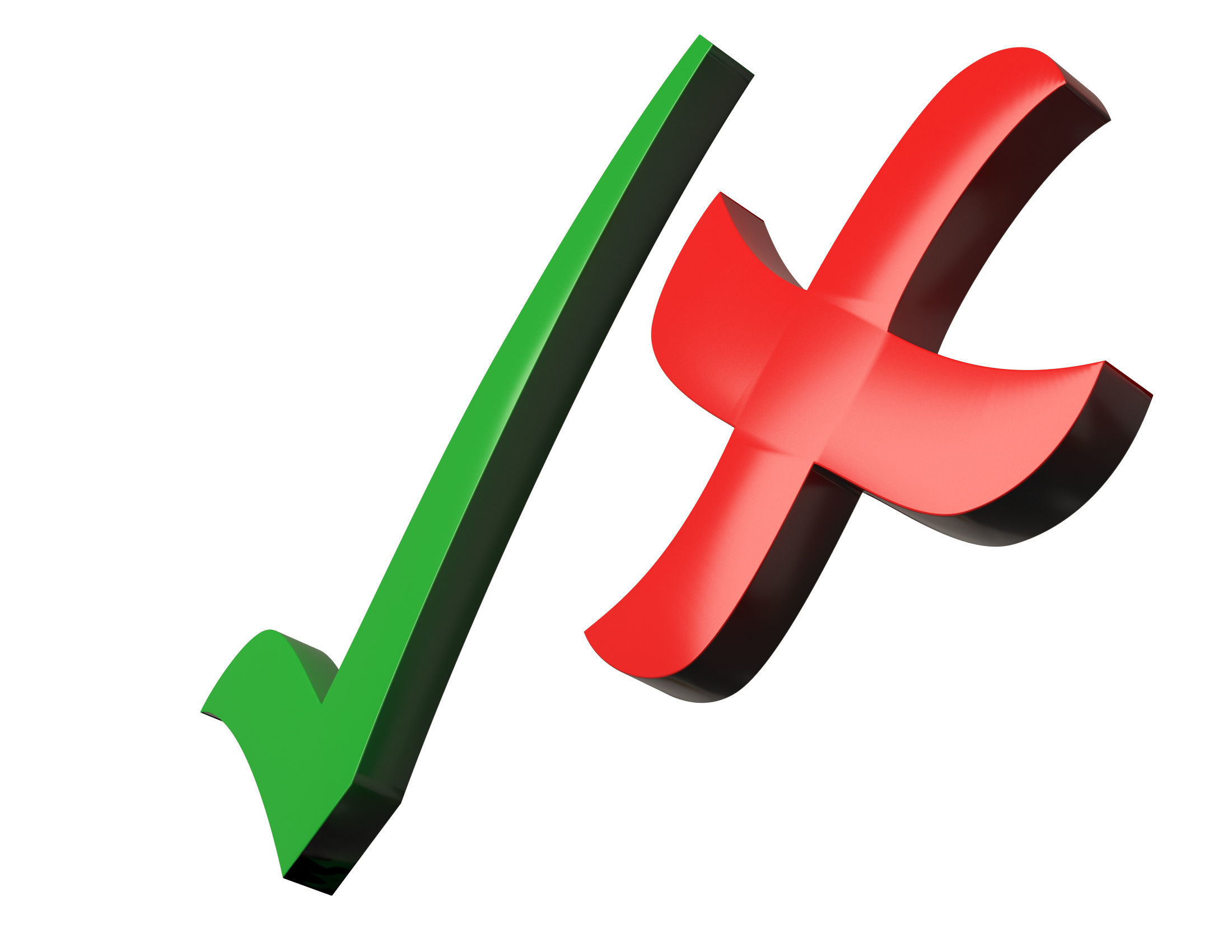 Check Mark and Cross Mark Low-poly 3D model_4