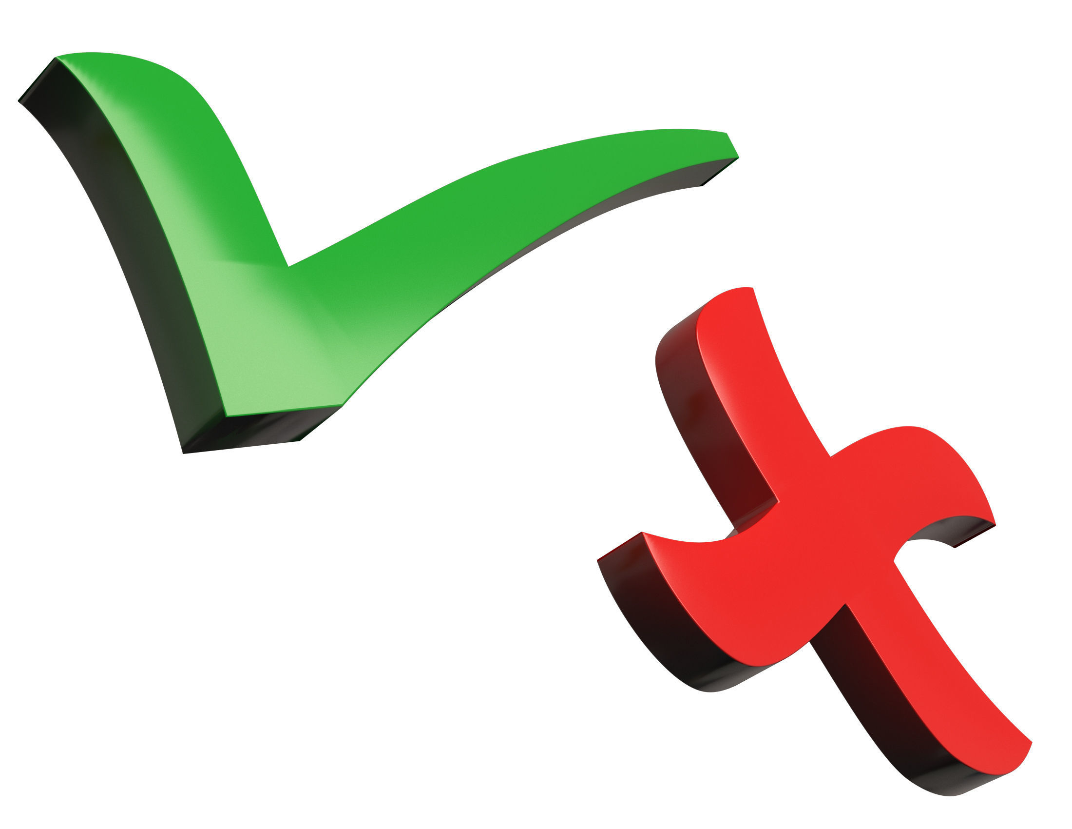 Check Mark and Cross Mark Low-poly 3D model_3