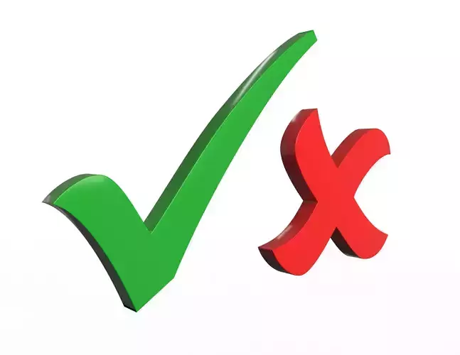 Check Mark and Cross Mark Low-poly 3D model