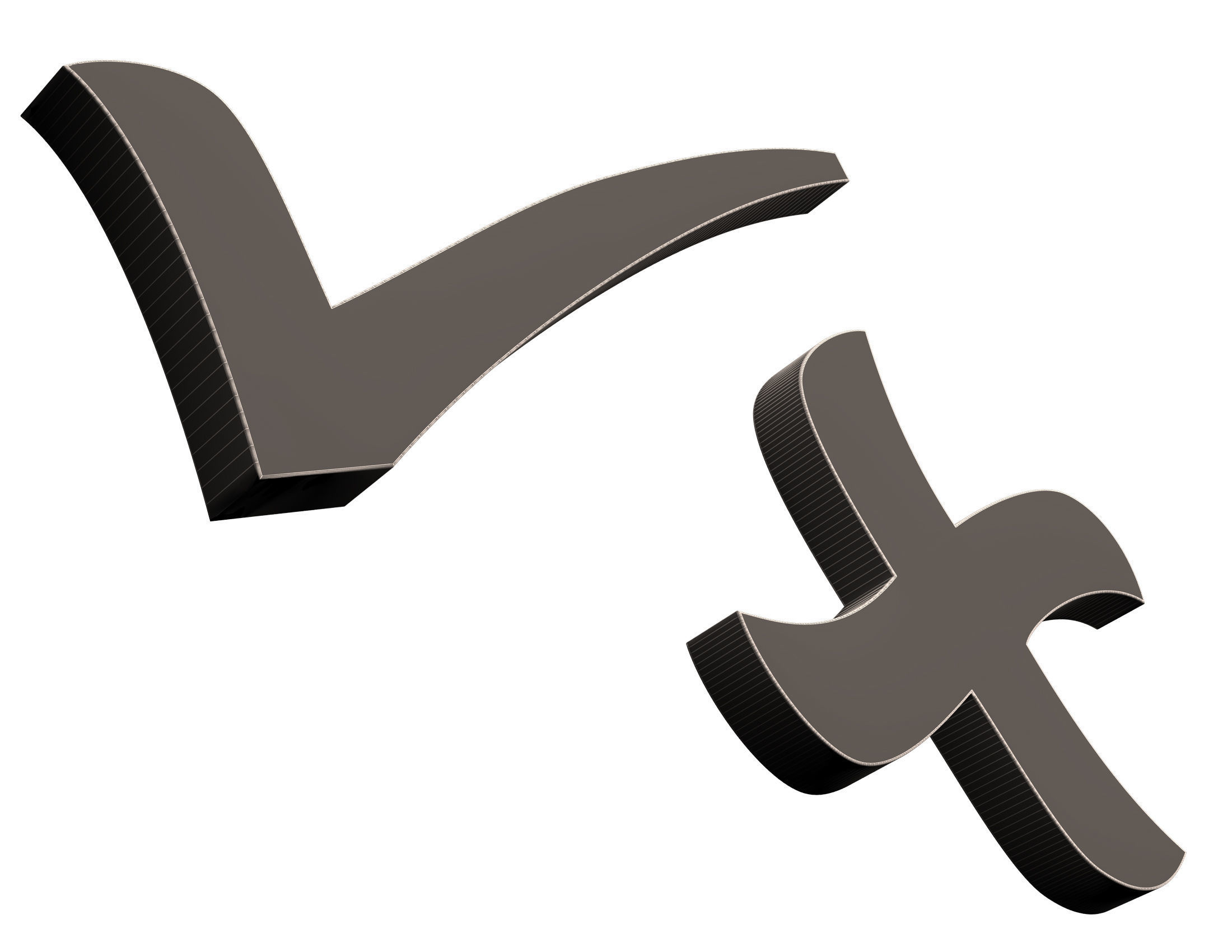 Check Mark and Cross Mark Low-poly 3D model_8