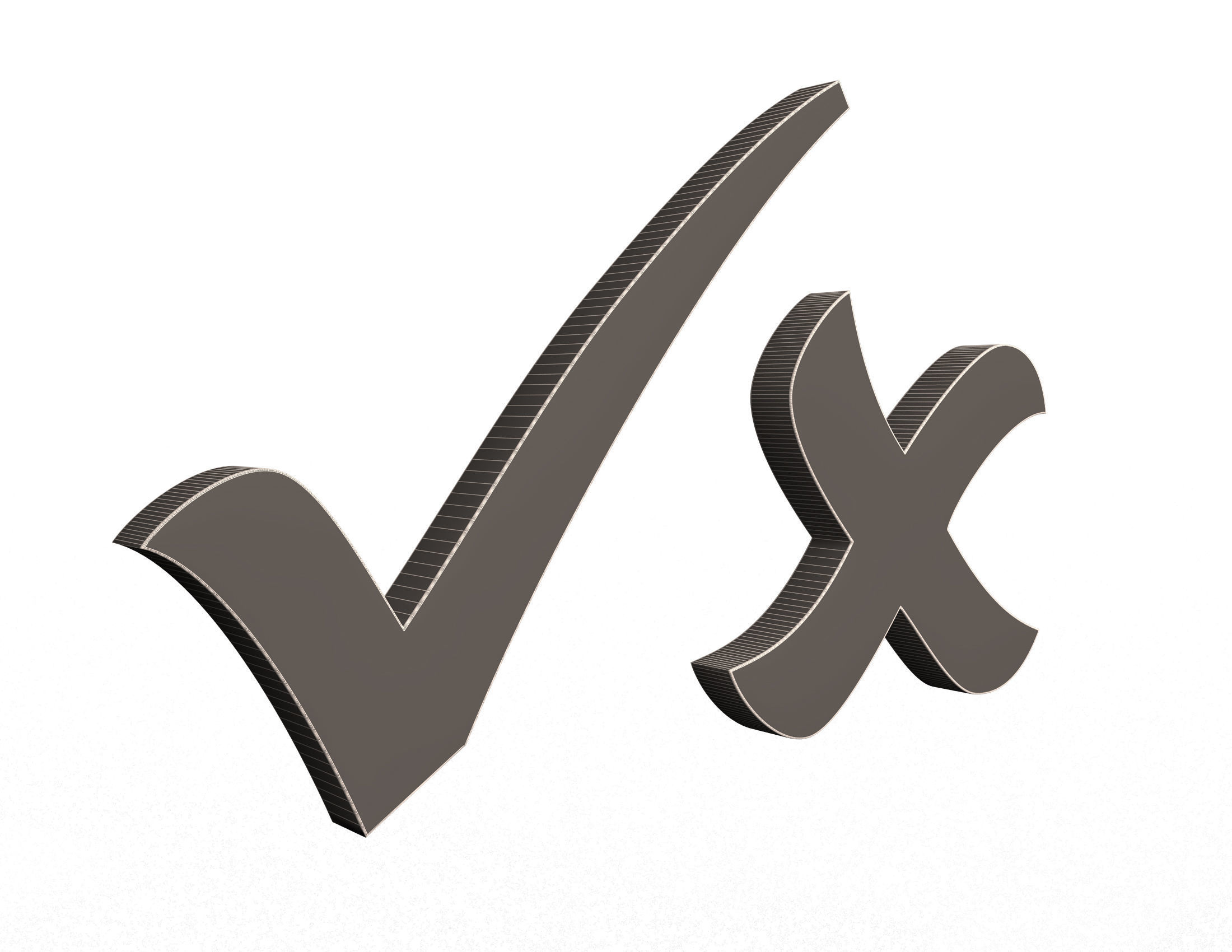 Check Mark and Cross Mark Low-poly 3D model_6