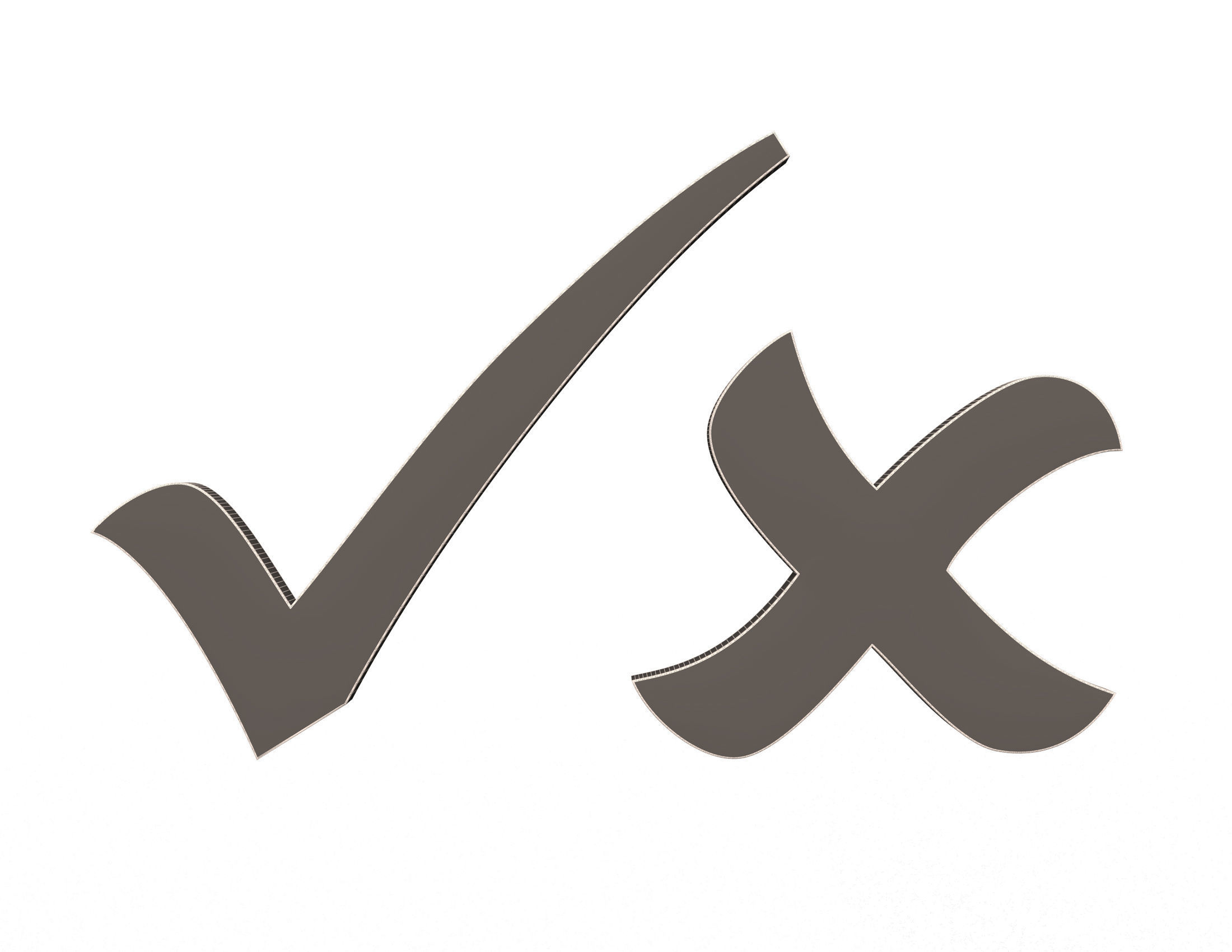 Check Mark and Cross Mark Low-poly 3D model_5