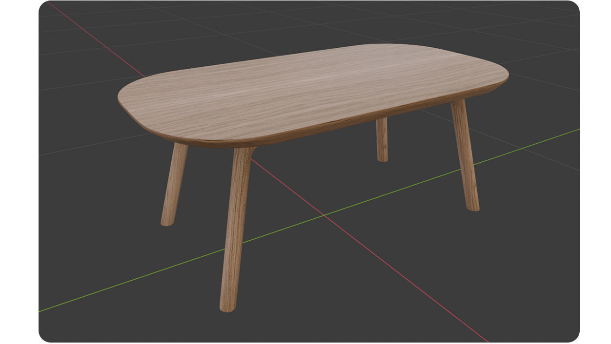 Coffee Table light Oak wood PBR 3dmodel Low-poly 3D model_5