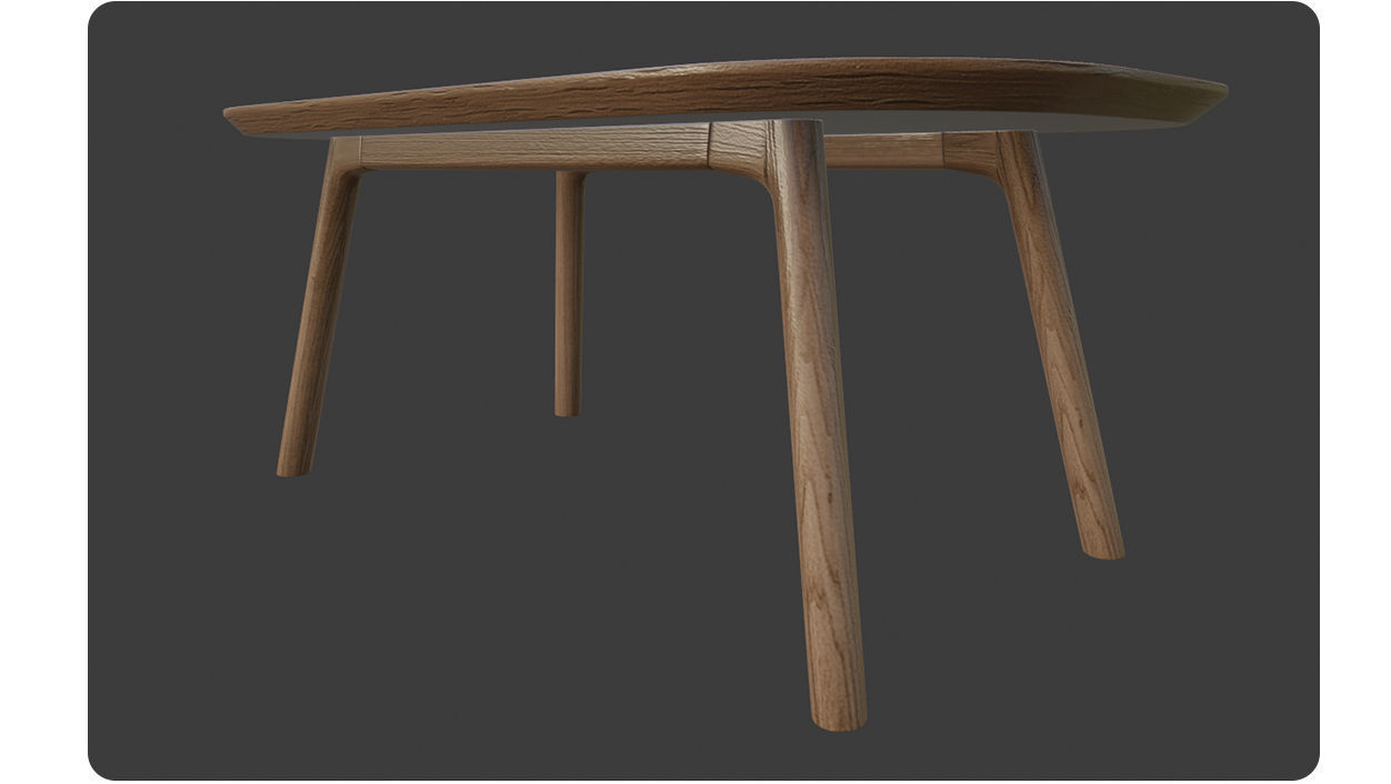 Coffee Table light Oak wood PBR 3dmodel Low-poly 3D model_8