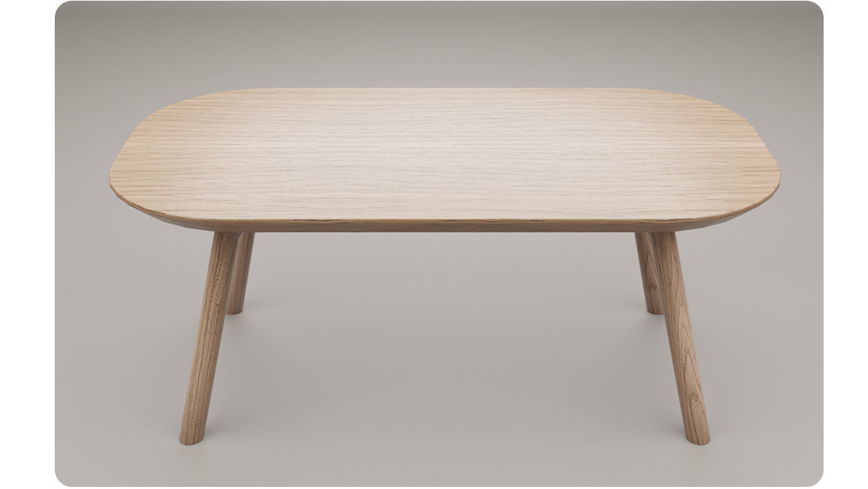 Coffee Table light Oak wood PBR 3dmodel Low-poly 3D model_1