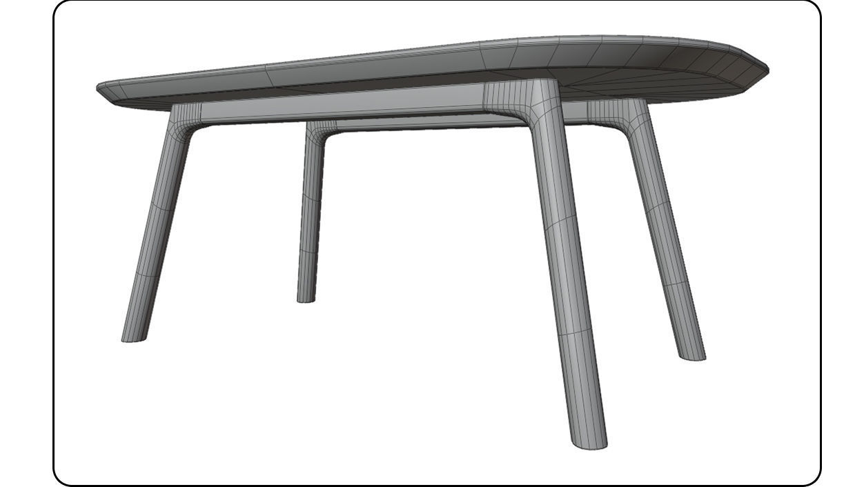 Coffee Table light Oak wood PBR 3dmodel Low-poly 3D model_12