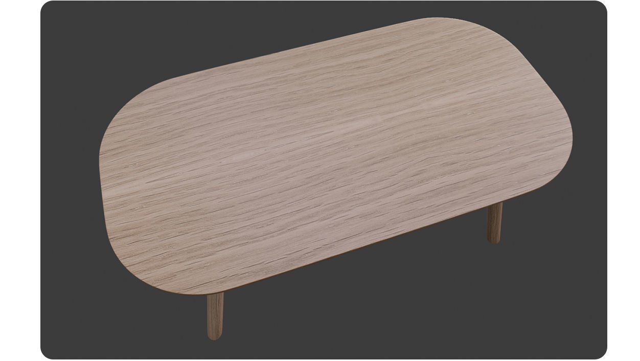 Coffee Table light Oak wood PBR 3dmodel Low-poly 3D model_6