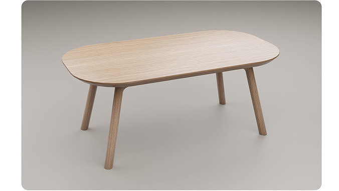 Coffee Table light Oak wood  PBR  3dmodel Low-poly 3D model