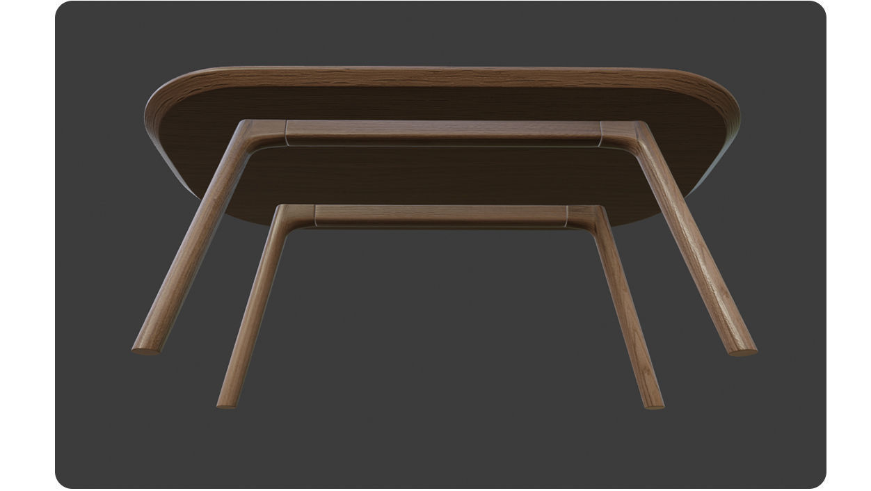 Coffee Table light Oak wood PBR 3dmodel Low-poly 3D model_7