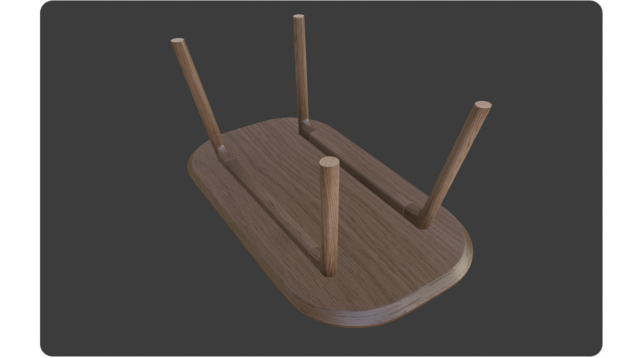 Coffee Table light Oak wood PBR 3dmodel Low-poly 3D model_9