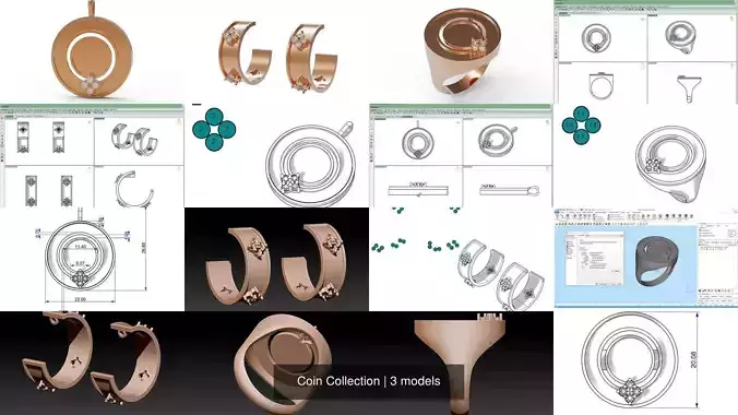 Coin Collection rose gold circle pendant with diamonds