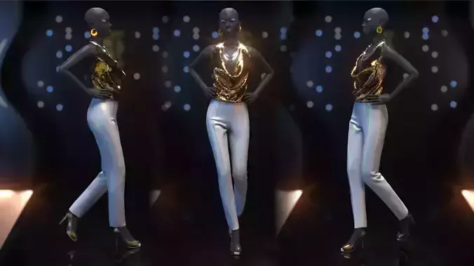 Soiree blouse and pants in 3DS Max