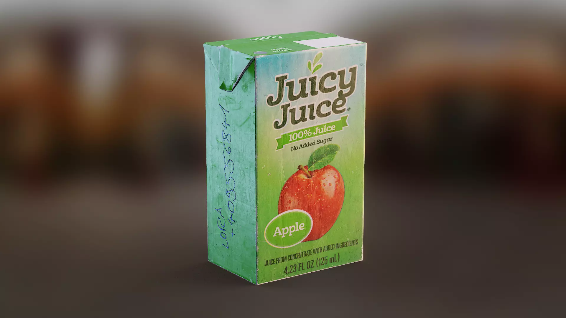Green Used Juice Box Low-poly 3D model