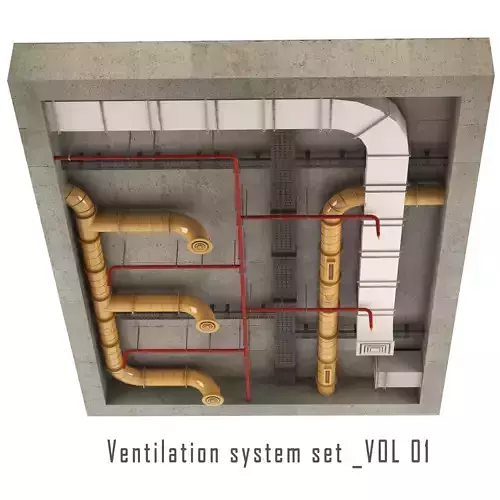 Ventilation system set  Low-poly 3D model