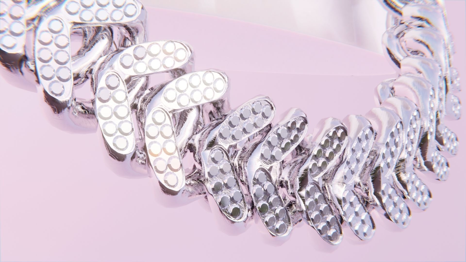 Interlocking Diamond Link Chain Low-poly 3D model_7