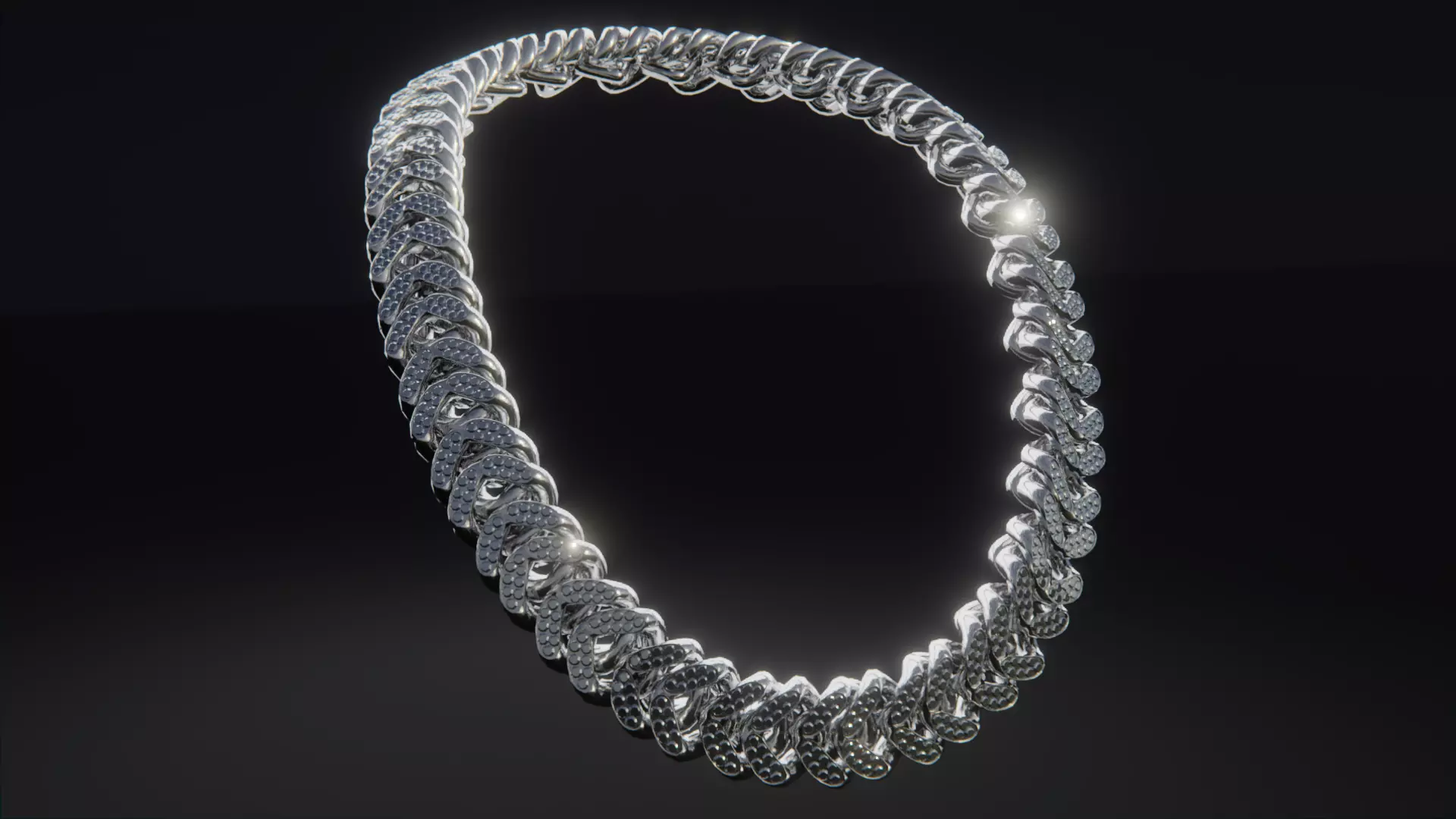 Interlocking Diamond Link Chain Low-poly 3D model_0