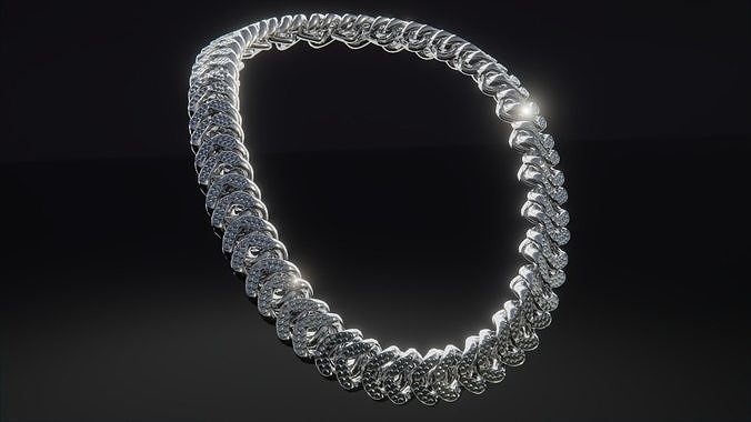 Interlocking Diamond Link Chain Low-poly 3D model