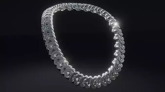 Interlocking Diamond Link Chain Low-poly 3D model