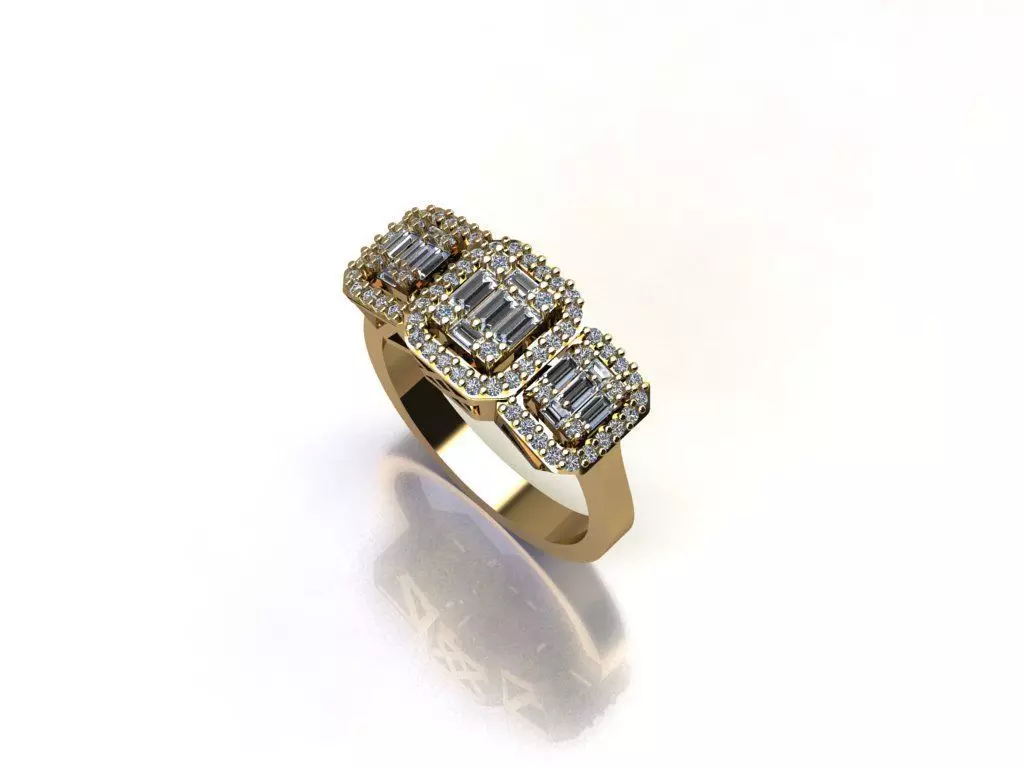 Baguette Diamond Ring 15 3D print model