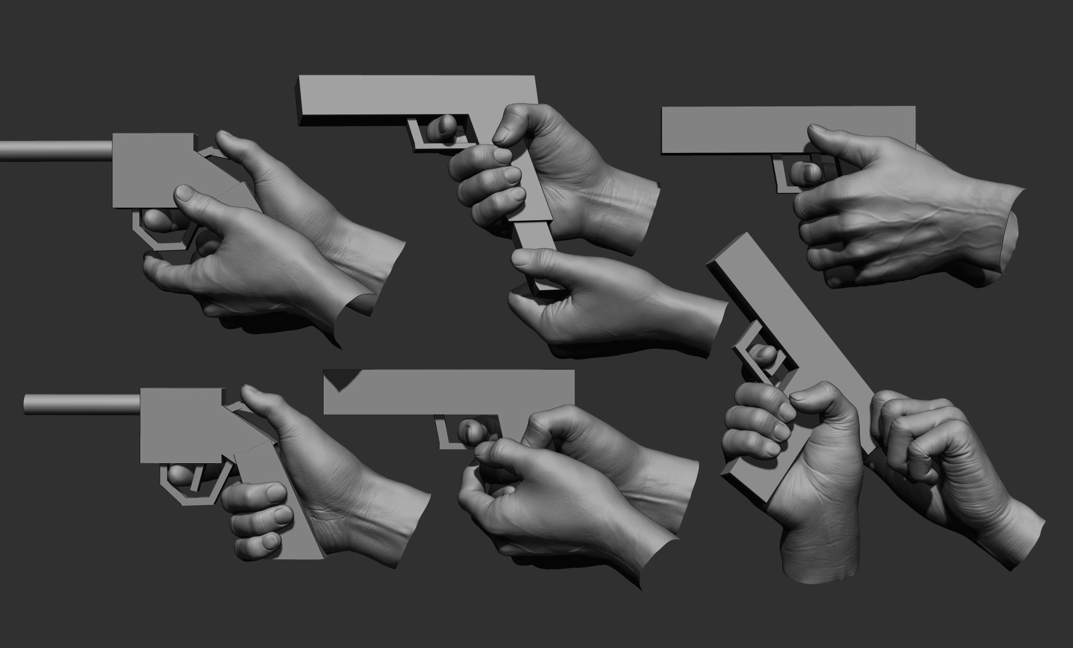 6 male hand poses 3D model_5