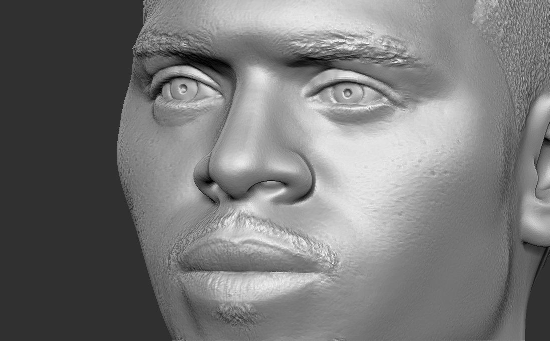 Chris Brown bust for 3D printing 3D print model_26