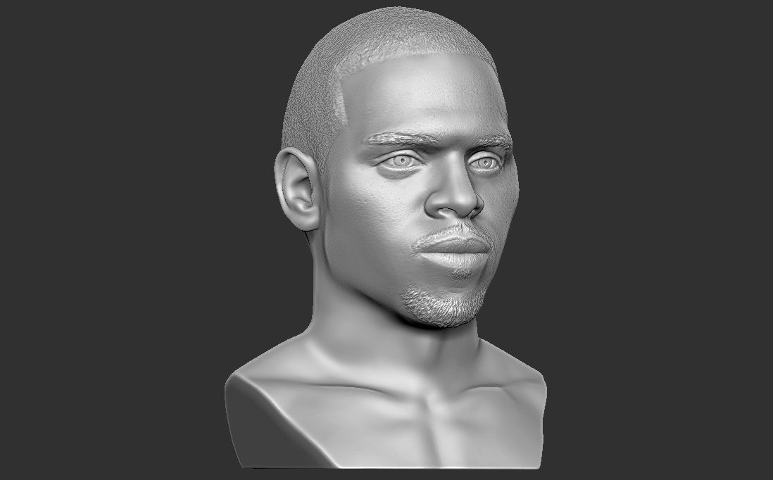 Chris Brown bust for 3D printing 3D print model_16