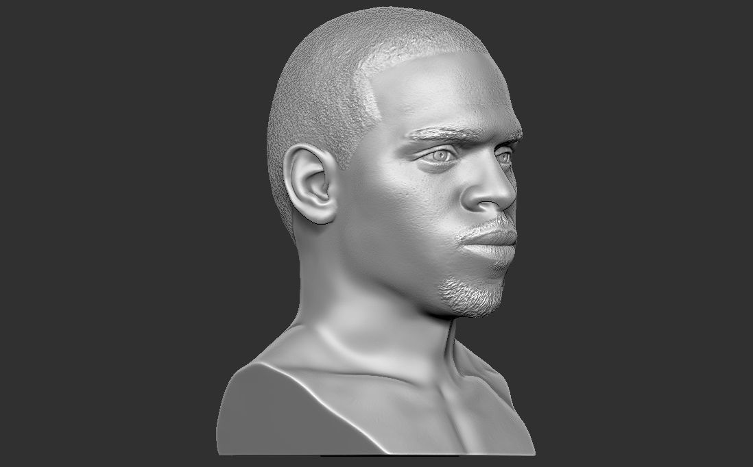 Chris Brown bust for 3D printing 3D print model_15
