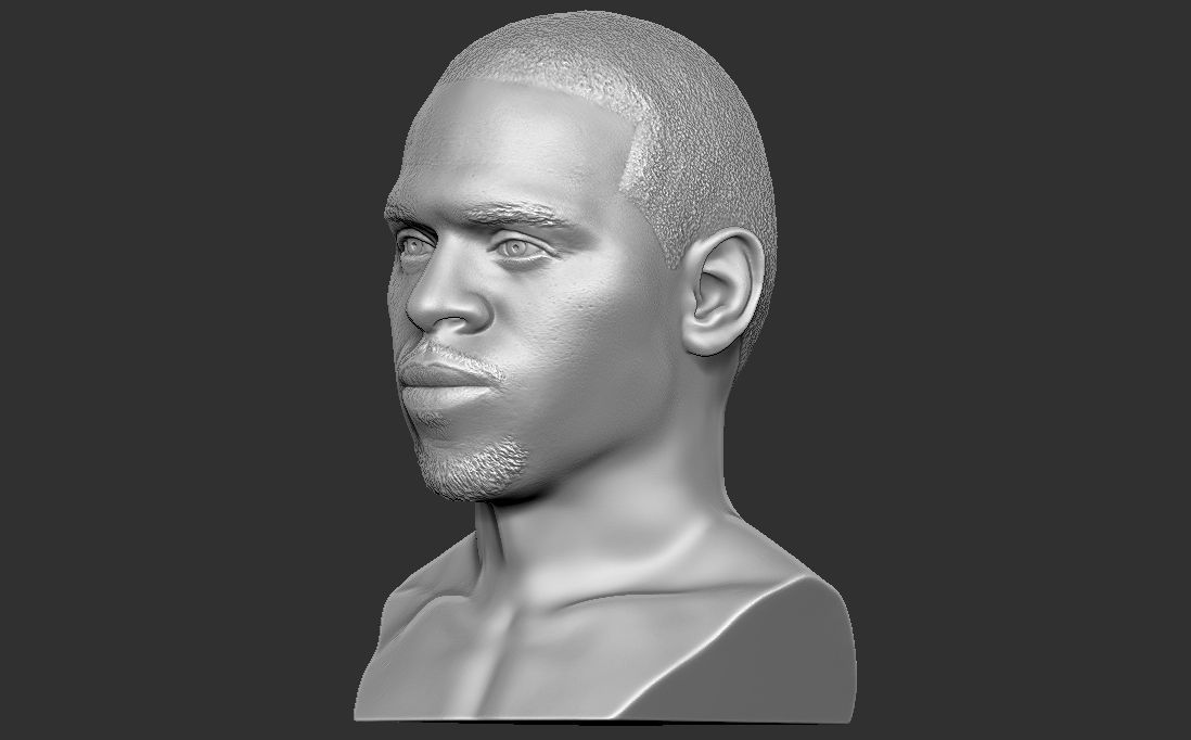 Chris Brown bust for 3D printing 3D print model_8