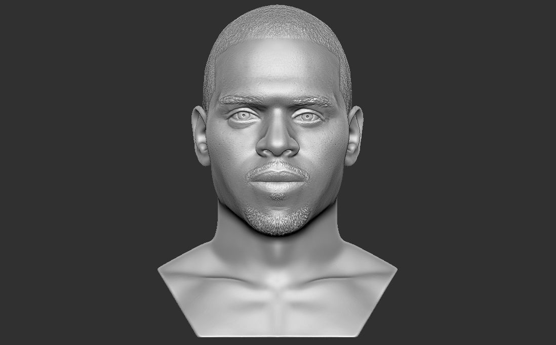 Chris Brown bust for 3D printing 3D print model_5