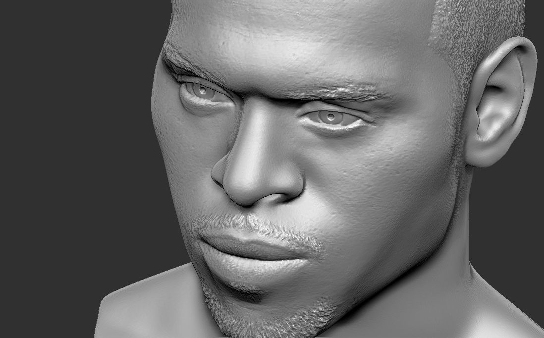Chris Brown bust for 3D printing 3D print model_27
