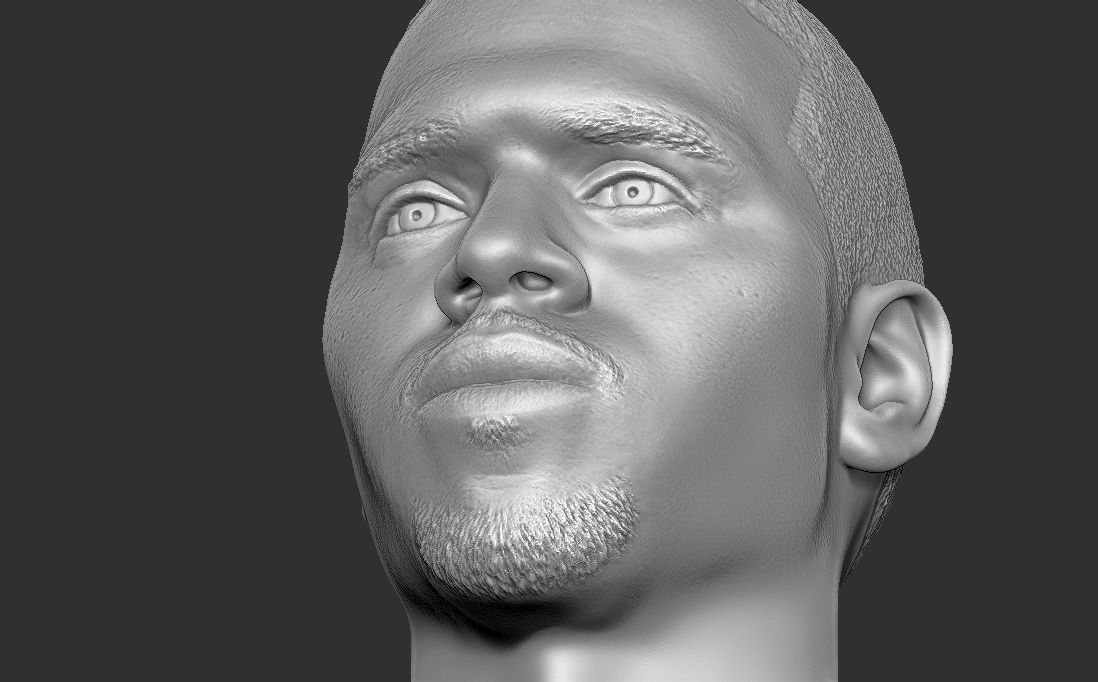 Chris Brown bust for 3D printing 3D print model_28