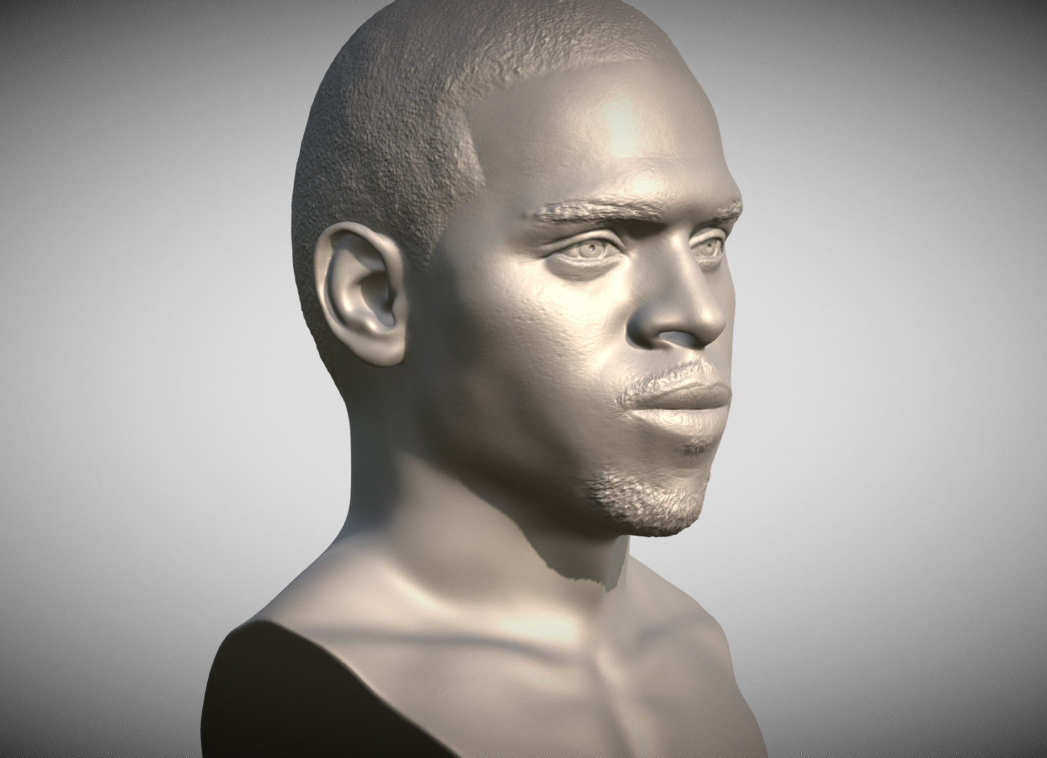 Chris Brown bust for 3D printing 3D print model_2