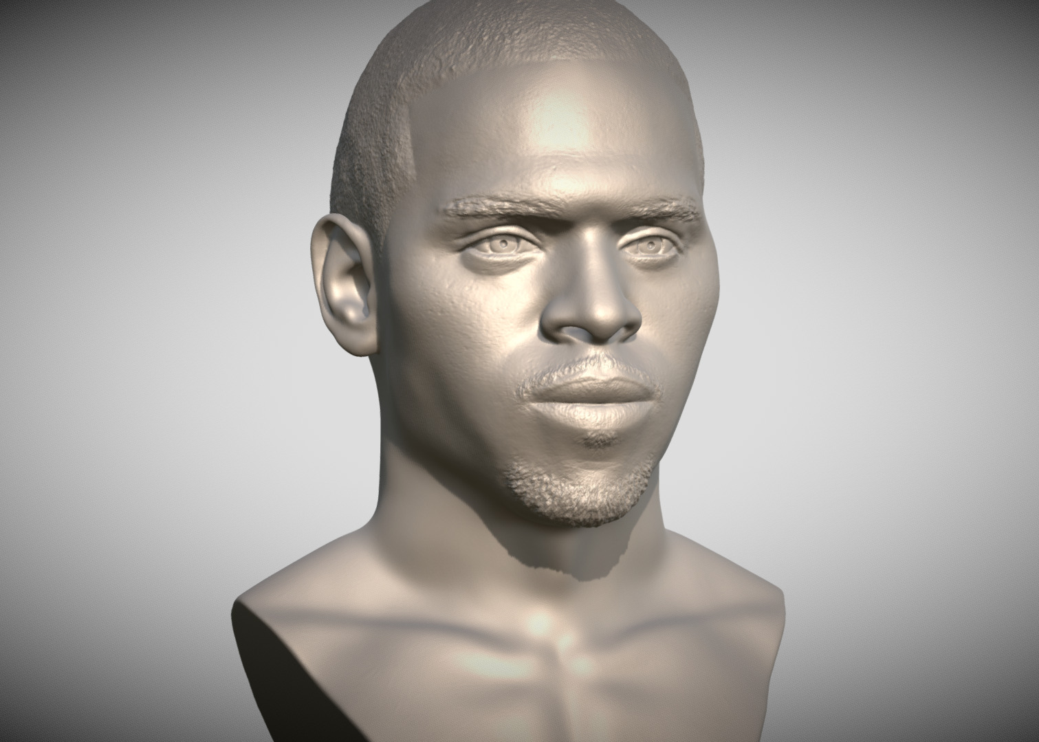 Chris Brown bust for 3D printing 3D print model_4