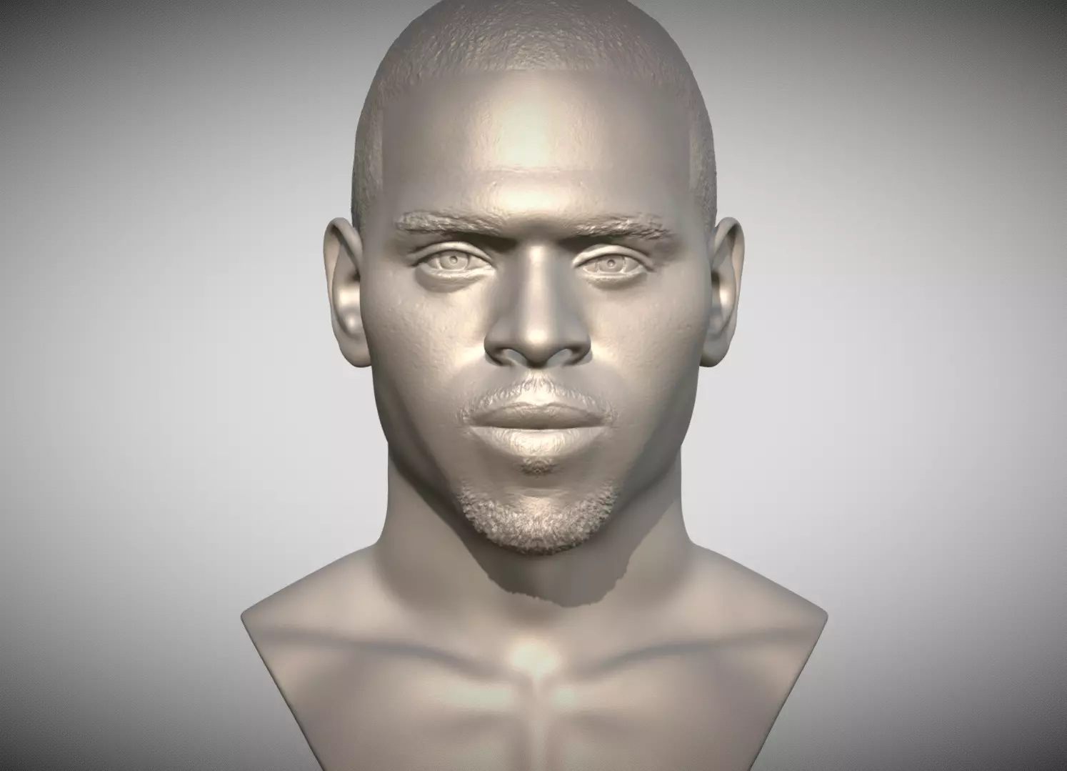 Chris Brown bust for 3D printing 3D print model_0
