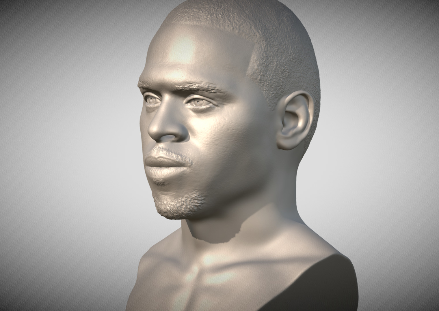 Chris Brown bust for 3D printing 3D print model_3