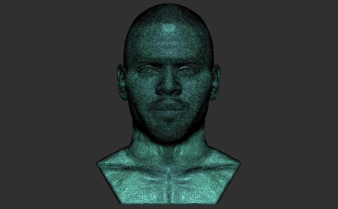 Chris Brown bust for 3D printing 3D print model_29