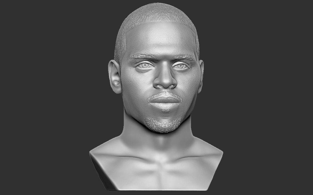 Chris Brown bust for 3D printing 3D print model_17